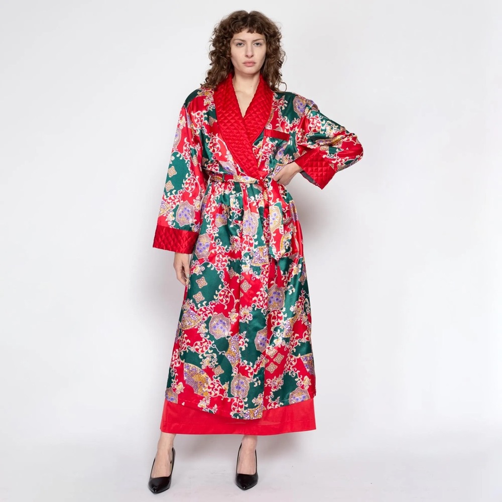 Victoria's Secret Gold Label VTG Quilted Satin Maxi Robe - M/L